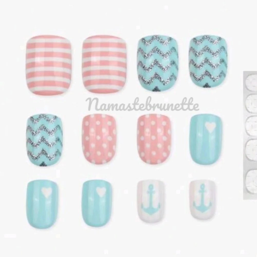 2/$16 Hearts Polka-dots Stripes Press On Nails